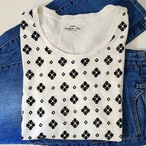 J. Crew Factory Flocked Black & White Paisley Collector Tee - Large